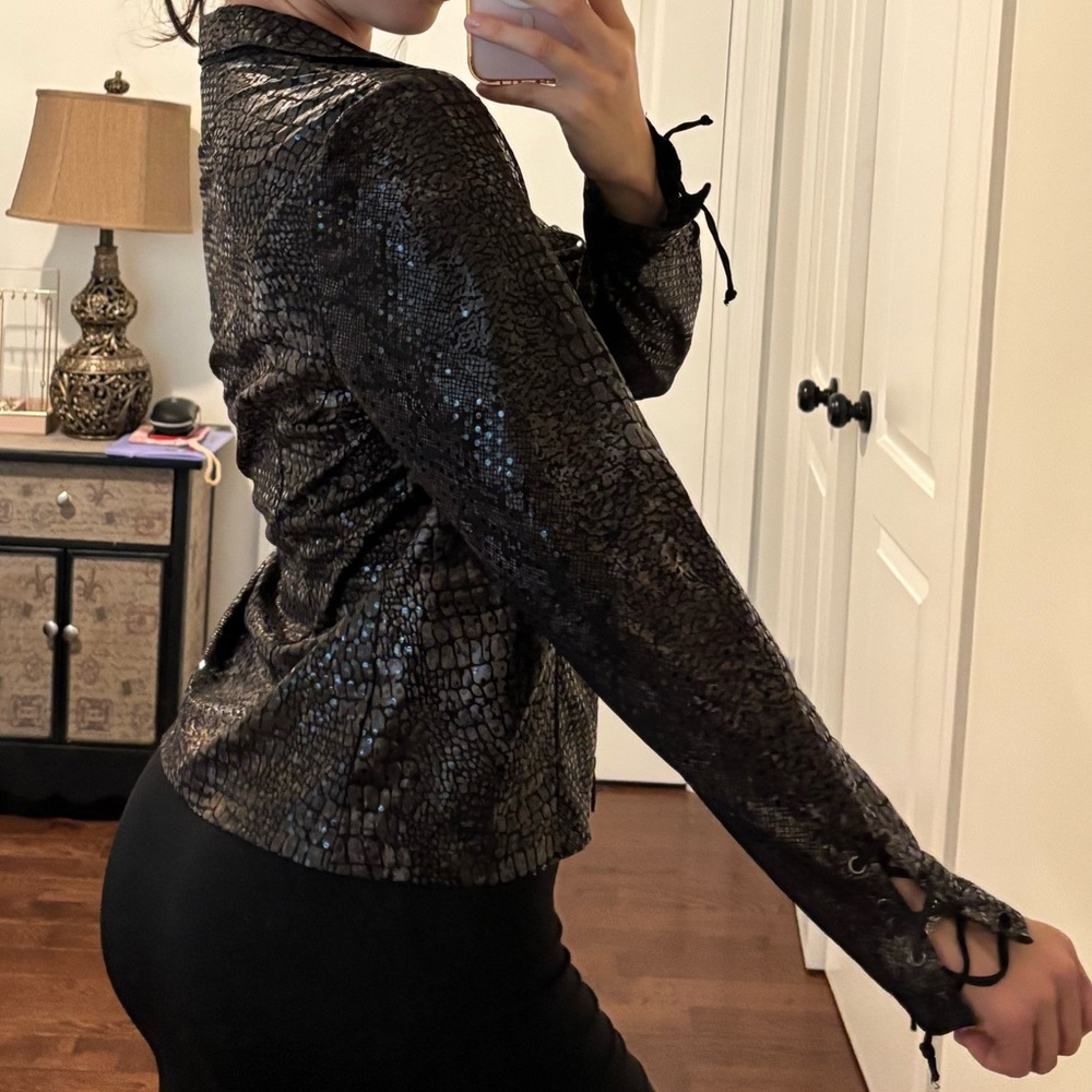 Joseph Ribkoff Sequin Crocodile Pattern Jacket - Picture 4 of 12
